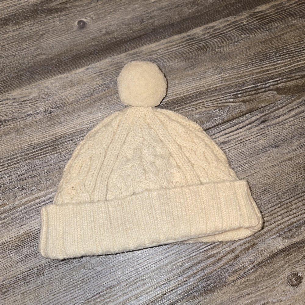 Cozy Cream Knit Pom-Pom Hat for Kids